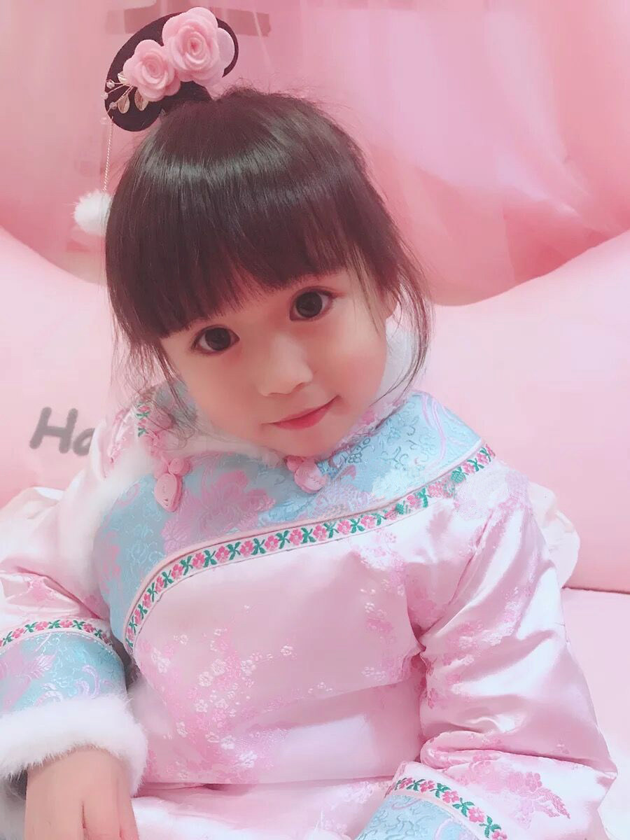 中国风儿童新年发夹女复古格格唐装发饰夹子头饰毛绒女童宝宝套装