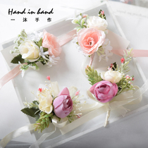Forest rose simulation corsage Bride and groom wedding best man Bridesmaid Wedding lapel flower high-end can be equipped with a full set