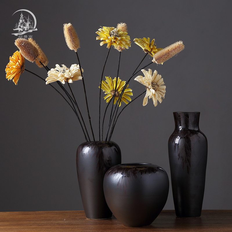 Vintage vase large furnishing articles sitting room TV cabinet table household soft adornment dry flower arranging flowers, ceramic decoration