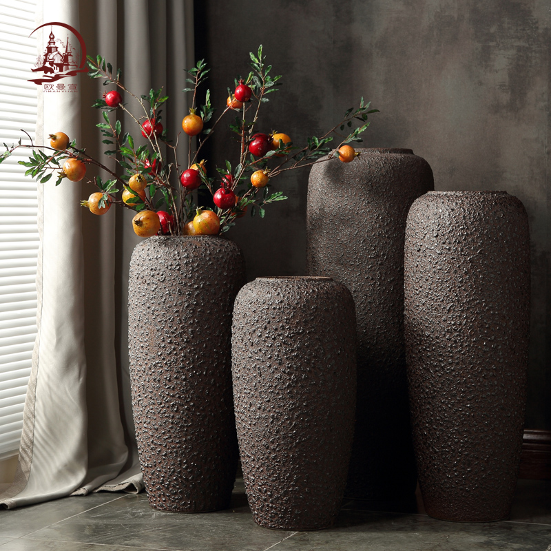 Jingdezhen restoring ancient ways do old coarse pottery vase of large sitting room dry flower arranging ceramic furnishing articles home decoration