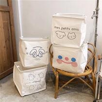 ins Korean style cartoon cute dirty clothes basket clothes storage basket dirty clothes basket foldable cotton and linen large capacity household
