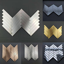 Herringbone mosaic silver brushed stainless steel tile W metal background wall Bar Hotel Club KTV decoration