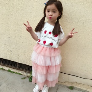 【Baby.Q】2018夏季儿童女宝宝母女亲子装t恤短袖可爱草莓印花