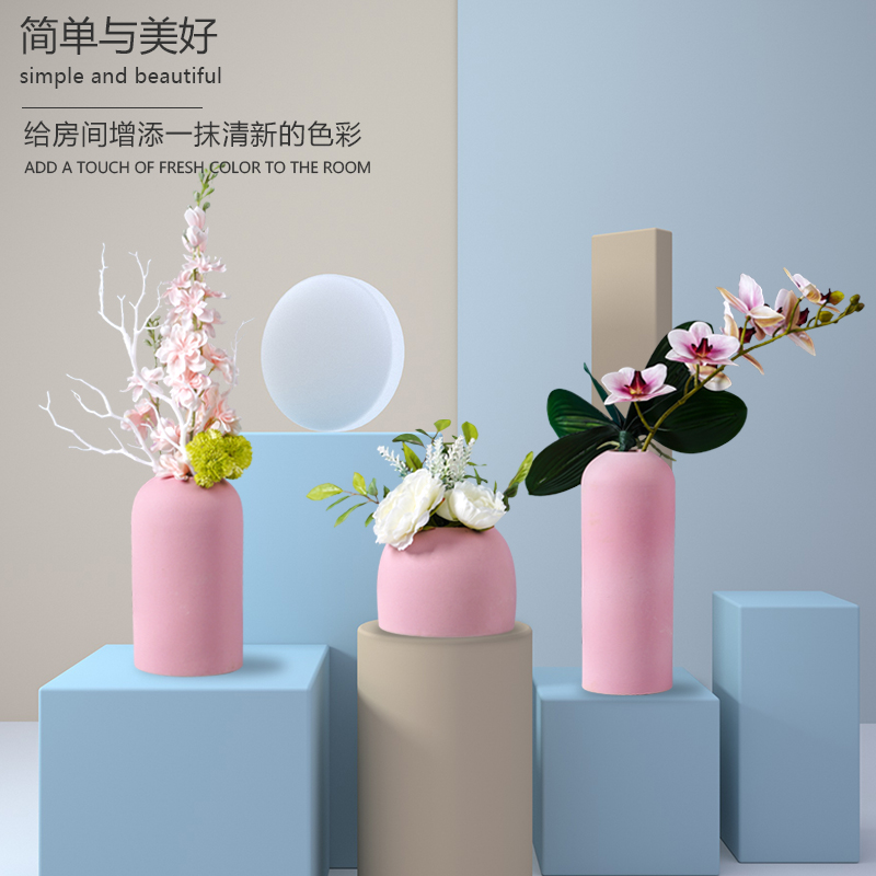 Nordic light and decoration vase dried flowers, flower arranging pink sitting room adornment table modern style of TV ark, ceramic furnishing articles