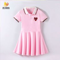 Girls Summer Academy Wind dress polo dress polo shirt CUHK Tong Collar Skirt 2022 Xia dress new Korean version of the wave