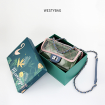 West Yuan transparent bag female 2019 New jelly bag shoulder crossbody small bag summer diamond grid chain bag
