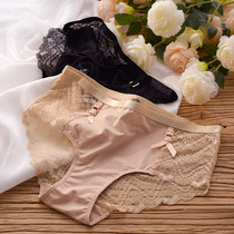 Outer single sexy lace waist underwear incognito ultra-thin breathable cotton file fat woman large size fat sister underwear 200 pounds