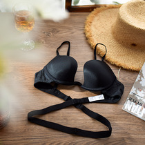 Peach neon clothes European and American style deep U bra beauty back cross gathered sexy invisible base dress underwear women