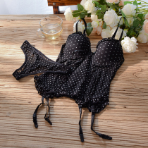 Peach neon clothes French ultra-thin mesh sexy suspenders Beauty body belt cup garter belt Night dress woman