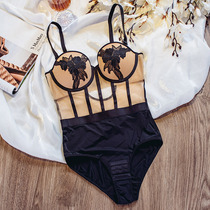 Peach neon-free bra BCD Cup jumpsuit court exquisite high-grade embroidery shaping base micro-shaper