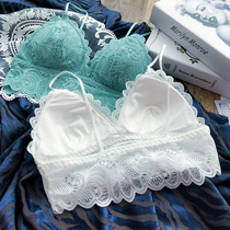 Honey peach neon dress 2 pieces summer sling triangle cup French bra breathable girl lace no steel ring underwear women