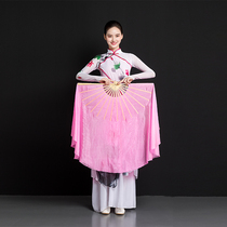 Adult dance fan Dance fan Lengthened True Silk Square Dance Fan Twisted fan Double Face Children Show Fan
