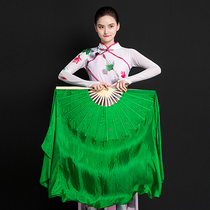 Real Silk Fan Dance Fan Dancing Fan Lengthening Bifacial Seedlings Song Fan Opening Dance Fan Pure Green Fan Color Fan Red Gradient
