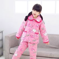 Thickened childrens pajamas new cotton-padded jacket winter flannel velvet warm shell mens and womens home