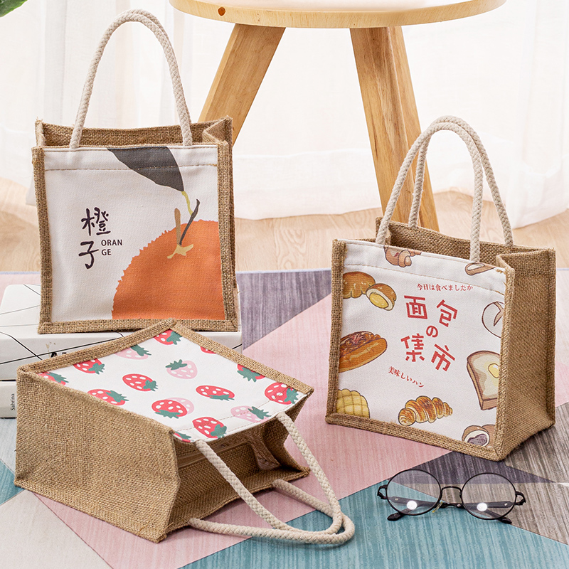 Cute ins bento bag tote bag work lunch box bag large capacity Japanese style lunch bag canvas bag