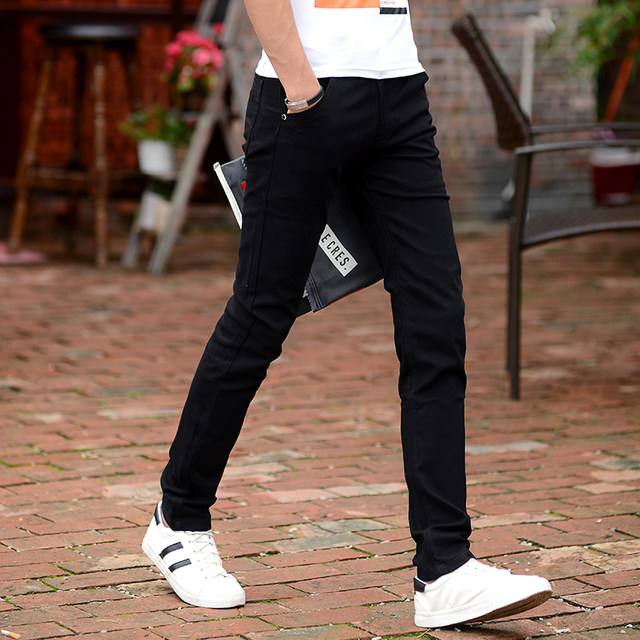 Spring and summer young men's pants stretch men's casual pants men's Korean style slim trend wild straight pants black Spring and summer young men's pants stretch men's casual pants men's Korean style slim trend wild straight pants black