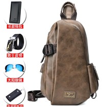 Tianhiro kangaroo mens single shoulder bag genuine leather chest bag male personality inclined satchel 2019 new stylish diagonal shoulder bag