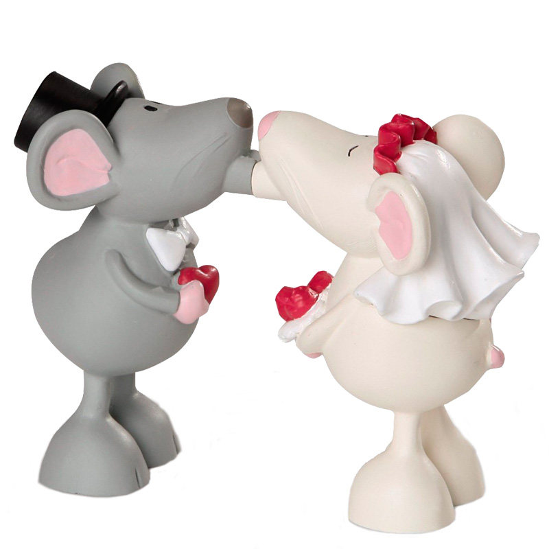 nici礼品摆件亲亲鼠新郎鼠新娘鼠摆件装饰七夕情人节礼物情侣送礼