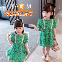 Childrens dress 2021 new summer dress girls floral dress little girl princess dress baby net red western skirt