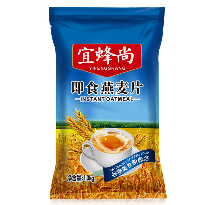 【官方直销】宜蜂尚即食燕麦片1000g*3 无糖冲饮纯谷物营养早餐产品展示图3