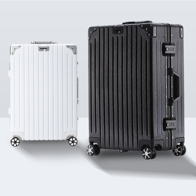 Aluminum frame trolley case universal wheel 20 small suitcase students code travel luggage bag for men and women 24 suitcase ຫນັງ 28 ນິ້ວ