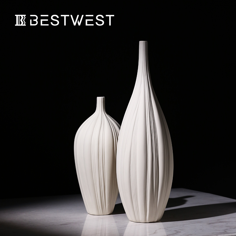 New Chinese style element large ceramic vase furnishing articles white dry flower vase example room sitting room soft decoration ideas