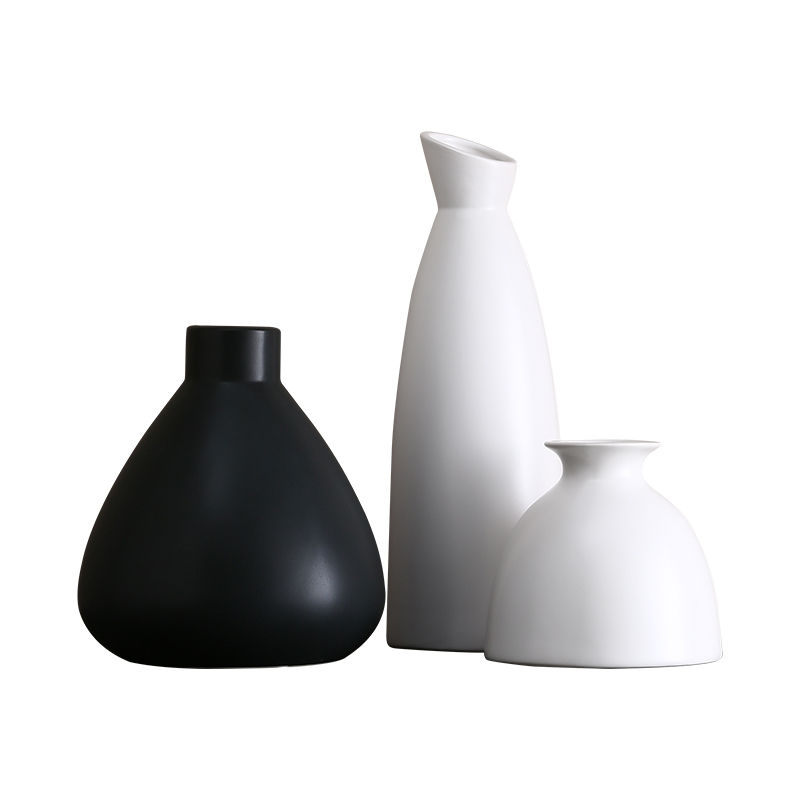 Black and white ceramic vase furnishing articles BEST WEST innovative new Chinese dry flower vase contracted sitting room decoration