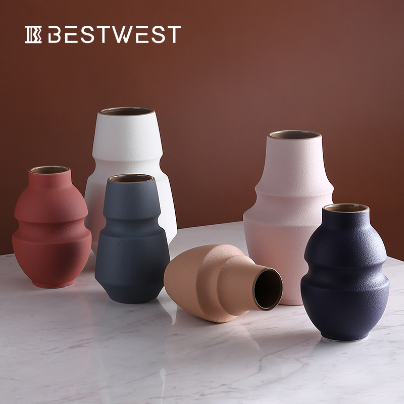 BEST WEST morandi color ceramic vases, furnishing articles north European style living room decorations dry flower vases, creative