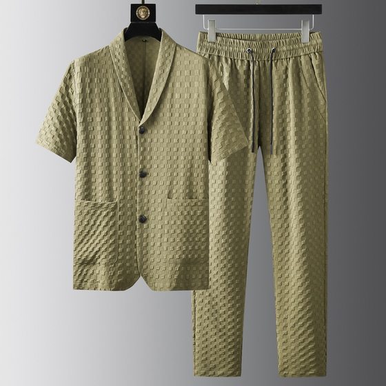 Short-sleeved shirt and slacks high-end quality short-sleeved shirt suit casual pants suit
Short-sleeved shirt and slacks high-end quality short-sleeved shirt suit casual pants suit