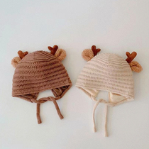 Baby hat autumn winter pure cotton thickened male and female baby wool line cap cute newborn toddler winter ear warm wave