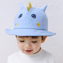 Baby hat spring and autumn thin cotton male baby sunshade fisherman hat female cute super cute dinosaur childrens hat summer