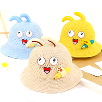 Baby sunshade straw hat thin male and female baby fisherman hat cute super cute beach sun hat breathable sunscreen out of the sea