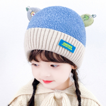 Children hat winter plus suede thickened boy girl knit wool cord hat baby ear cap baby winter warm