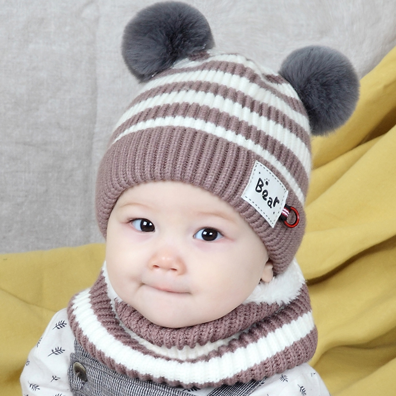 Baby hat Autumn and winter cotton cute super cute baby hat Children plus fluff line hat boy tide Korean winter