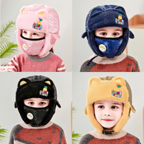 baby baby boy Lei Feng cap autumn winter plus suede thickened pure cotton warm protective ear integrated cap cute super cute windproof