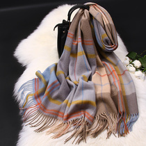 100%wool scarf womens autumn and winter wild British plaid classic retro shawl autumn outer winter collar