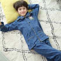  Childrens pajamas thin spring and autumn pure cotton boys autumn and autumn small boys middle and large children 12 autumn and winter 15-year-old suit