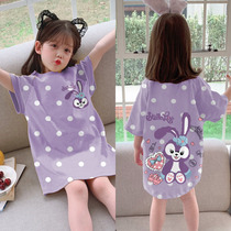 children's pajamas girls' nightdress summer thin cotton little girl baby cute super cute princess cotton home clothes