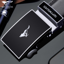 Seven Wolves Leather Strap Men Automatic Buckle Strap Strips Genuine Leather Youth Business Width 3cm Bull Leather Belt Leather Belt Buckle Head