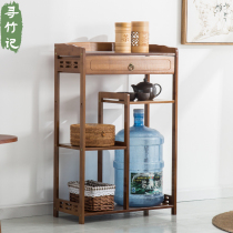 Nanzhu tea rack Solid wood multi-function shelf Tea making rack Tea storage rack shelf corner shelf Tea cabinet