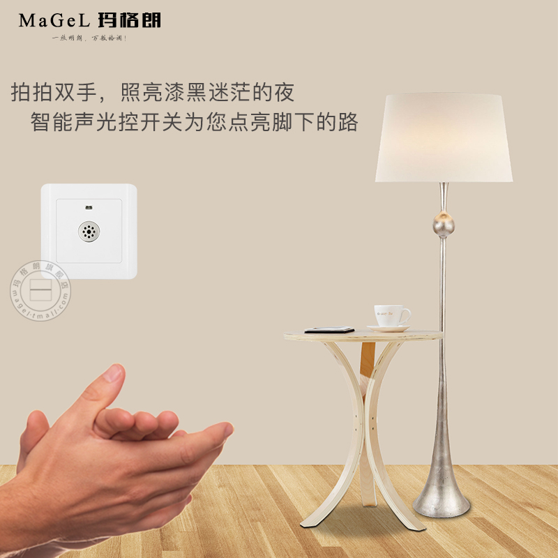 acousto-optic control switch 86 type corridor intelligent 2-line acousto-optic induction delay switch panel domestic led energy saving lamp