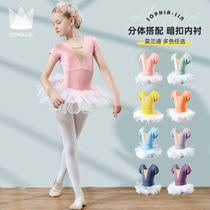 Dance clothes childrens female practice clothes summer short sleeve ballet clothes spring and autumn girls Chinese dance dress dancing dress