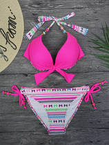 Big-breasted Japanese bohemian steel bracket lace-up sexy split triangle beach model bikini bikini swimsuit