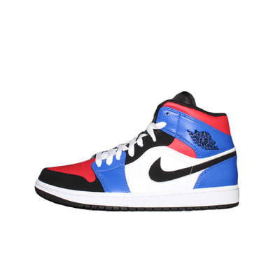 Air Jordan 1 Mid AJ1鸳鸯拼接黑红脚趾男子休闲篮球鞋554724-124