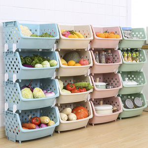 果蔬收纳筐厨房蔬菜置物架落地多层菜筐厨房用品储物架菜架子菜篮