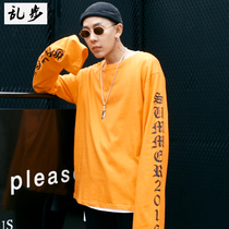 ulzzang Harajuku style gothic letters OVERSIZE medium long item extended sleeve T-shirt mens and womens hip hop hip-hop trend