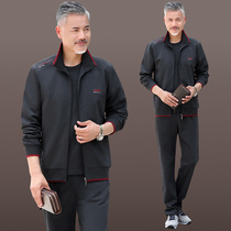 Middle-aged sports suit Mens spring and autumn three-piece suit for the elderly sportswear suit mens fathers casual suit loose