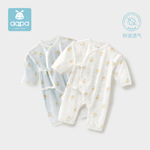 aqpa summer newborn new cotton jumpsuit baby strap for men and women baby thin long sleeve monk clothing