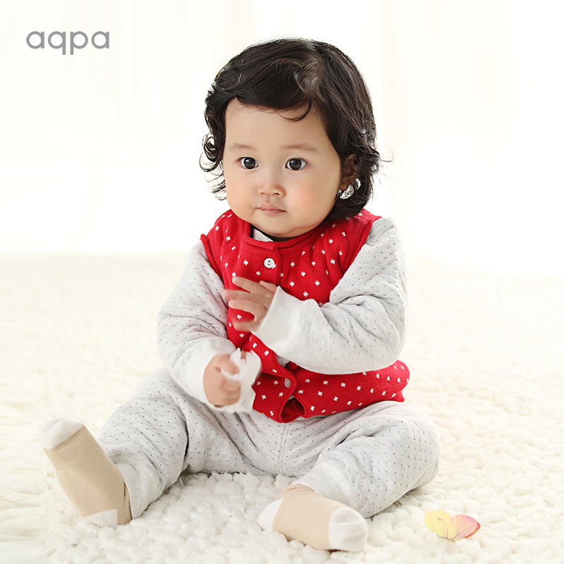 aqpa spring and autumn pure cotton men's and women's baby knitted vest vest Infant out vest cardigan waistcoat sweater winter