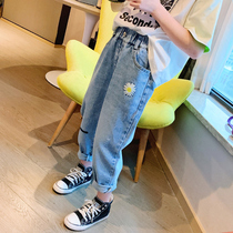 Chunni girls jeans Korean loose casual pants 2020 new autumn clothes in big children straight fashion long pants